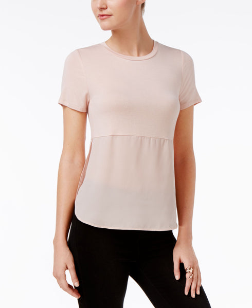 BAR III Short Sleeve Contrast Top